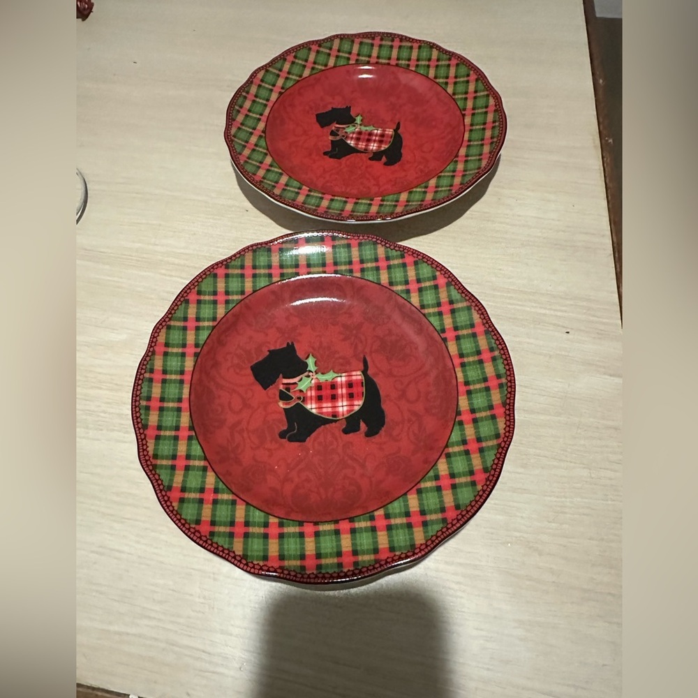 Plates Christmas Scotty Fine China Porcelaine 222 FIFTH